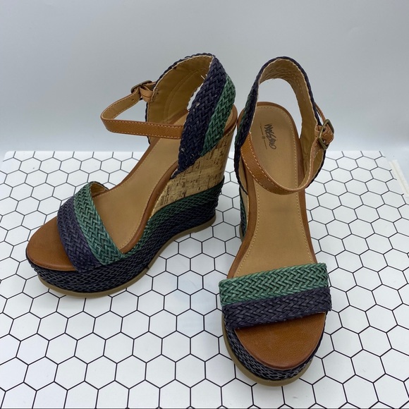 Mossimo Blue and Green Cork Weges - Picture 3 of 3